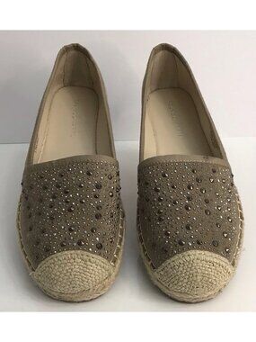Franco Sarto Espadrilles TWILIGHT Metal Studded Suede Shoes Flat Slip On SZ 8M